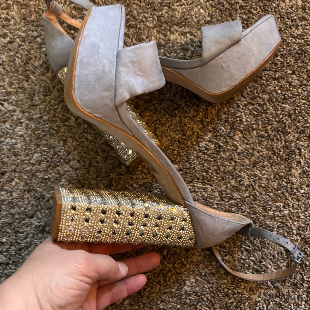 Aldo Gray/Blue Block Rhinestone Platform Heel - Picture 4 of 4